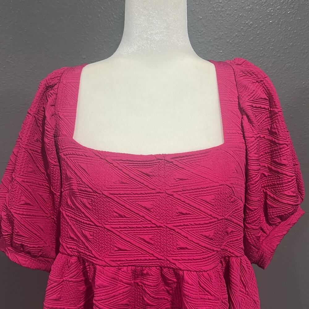 Free People Violet Mini Textured Square Neck Babydoll Dress L - Picture 4 of 9